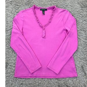 Ralph Lauren Pink‎ Ruffle Trim Top